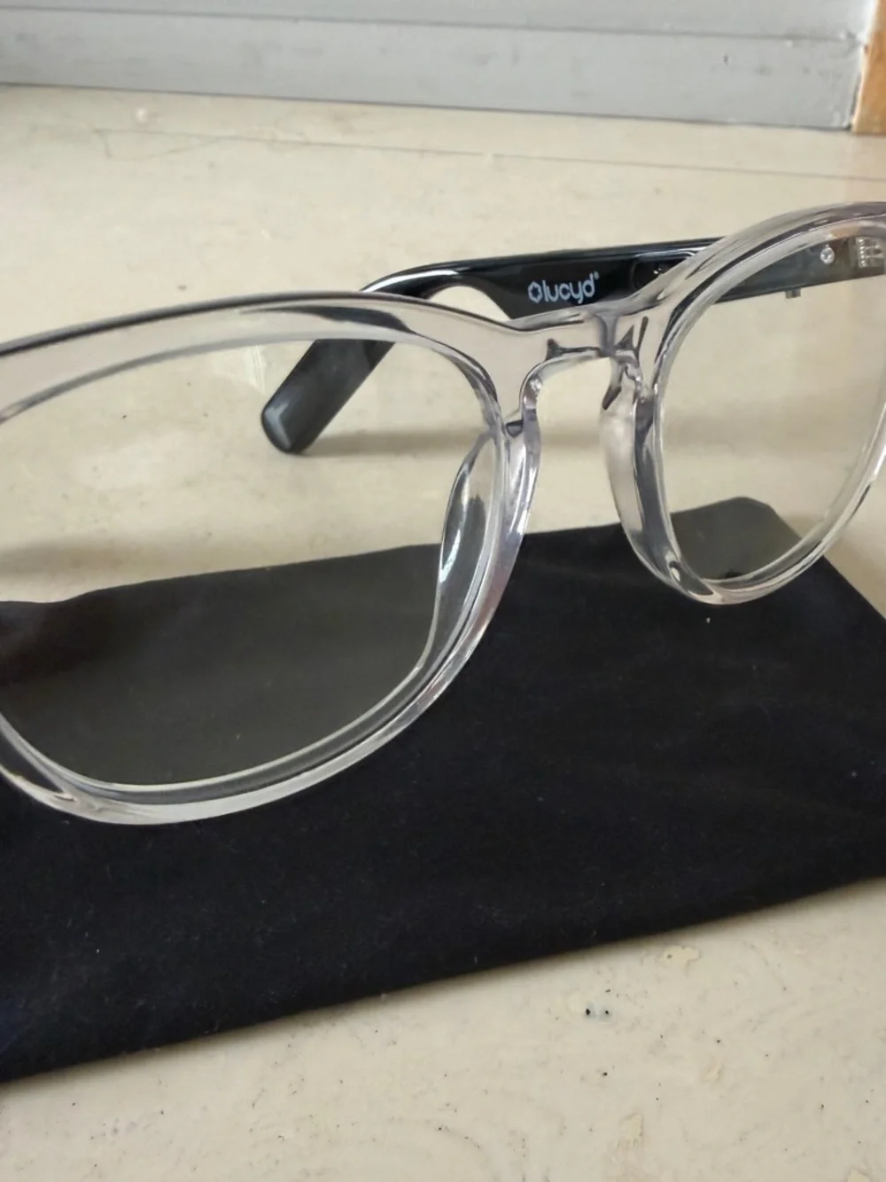 Lucyd Lyte Clear Frame Sunglasses with black arms